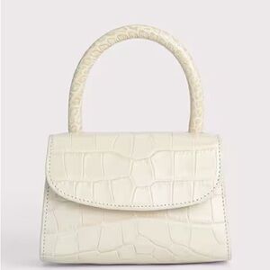 BY FAR White Croc Mini Top Handle Bag